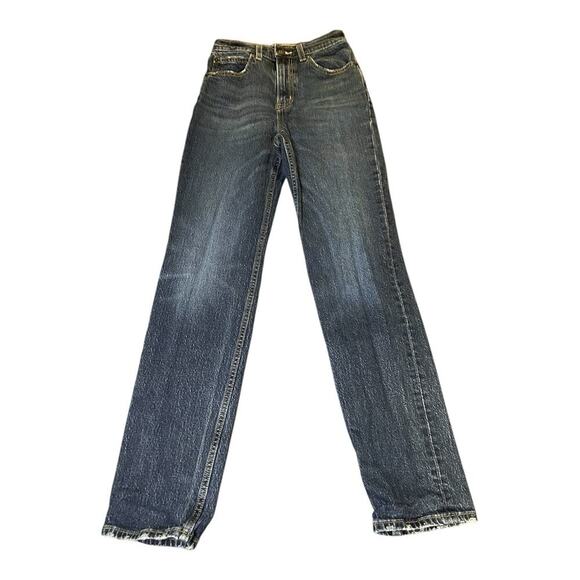 Levis Jeans Womens 24 (24x31) Blue Premium 70s High Rise Slim Straight Dark Wash - Picture 1 of 9